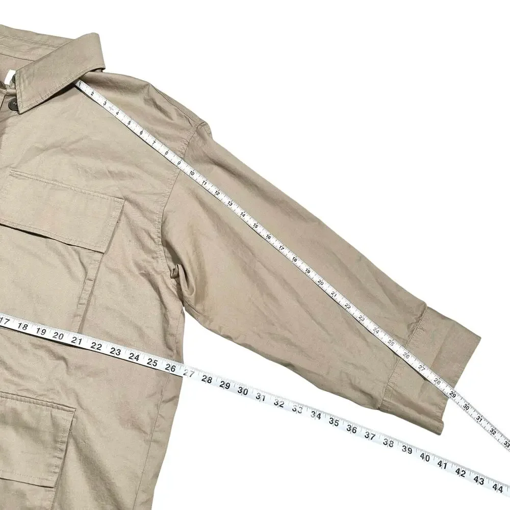H&M | Women | Neutral Tan Cotton Twill Safari Utility Shirt Jacket | Size XL